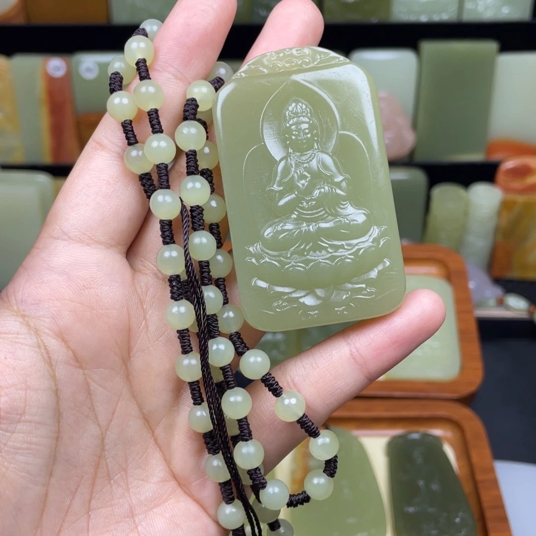 上***水绿色观音双面牌子