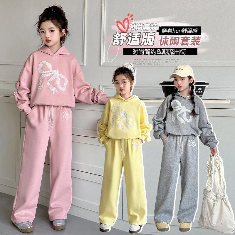 女童套装2025新款儿童中大童洋气运动休闲卫衣春秋两件套爆款潮款