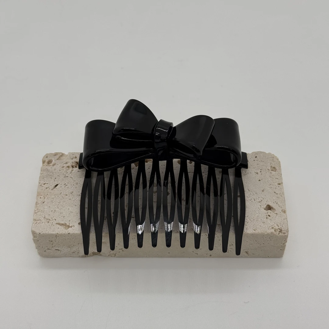 GREBUTY 6157 简约百搭黑色蝴蝶结插梳