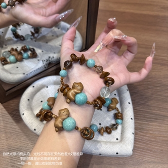 0043【猫薄荷】天河石萤石茶晶设计款手串4-16mm多样性