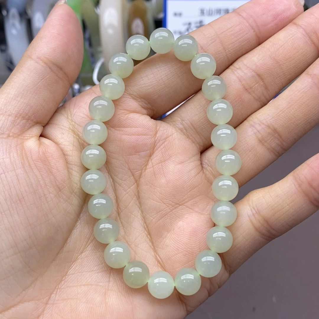 和田玉手串未镶嵌柠****茶卡8