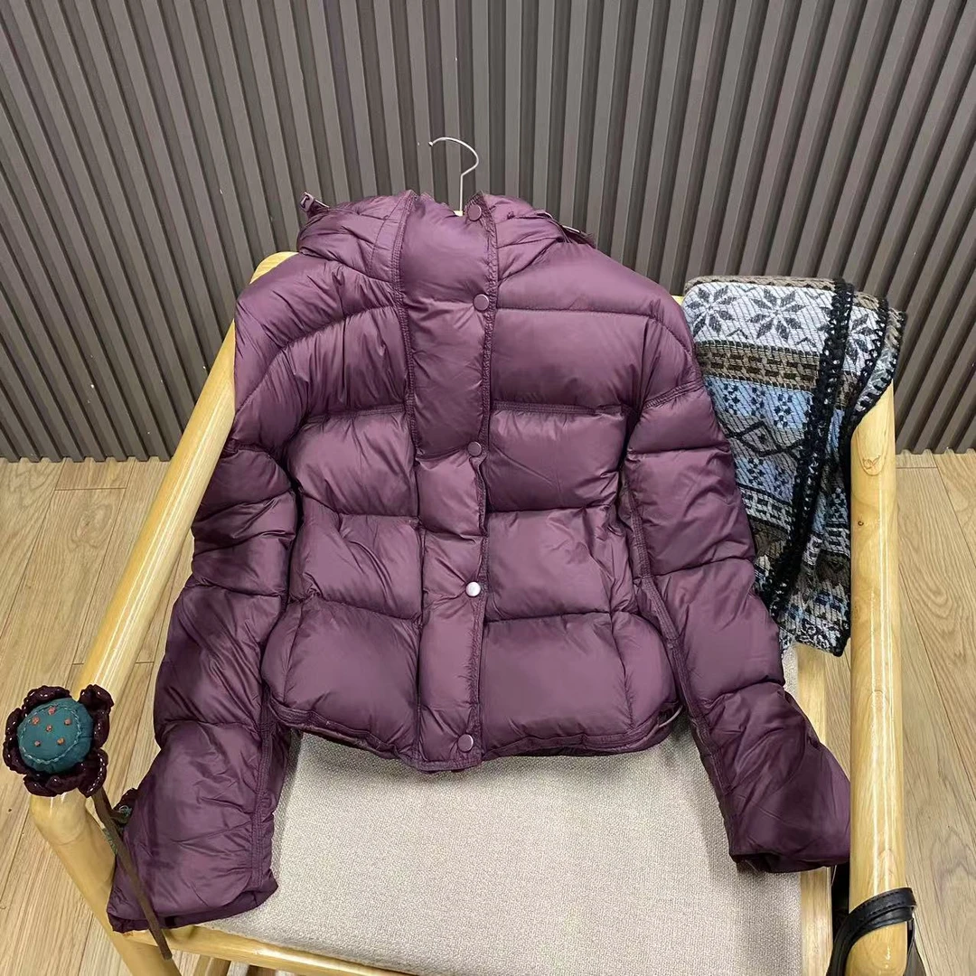 秋冬连帽90白鸭绒羽绒服短款纯色百搭宽松小个子保暖外套女W2416