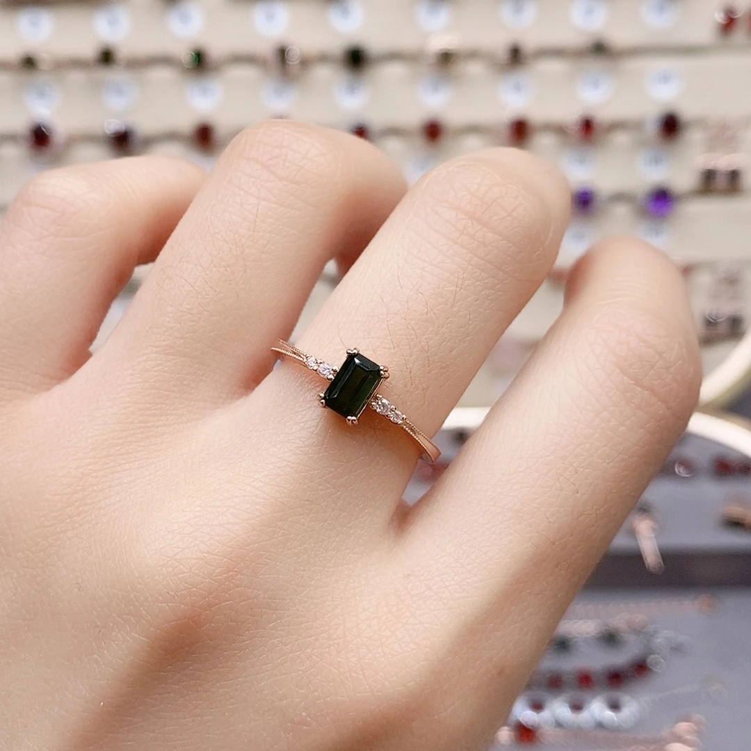 碧玺戒指银S925镶嵌戒指