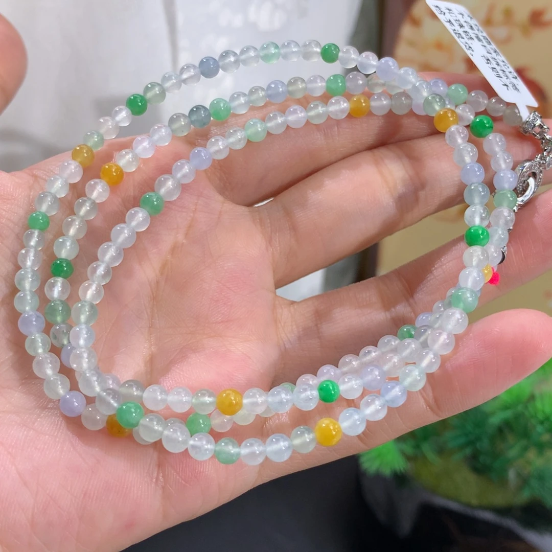 翡翠未镶嵌手串卡4冰胶多宝项链