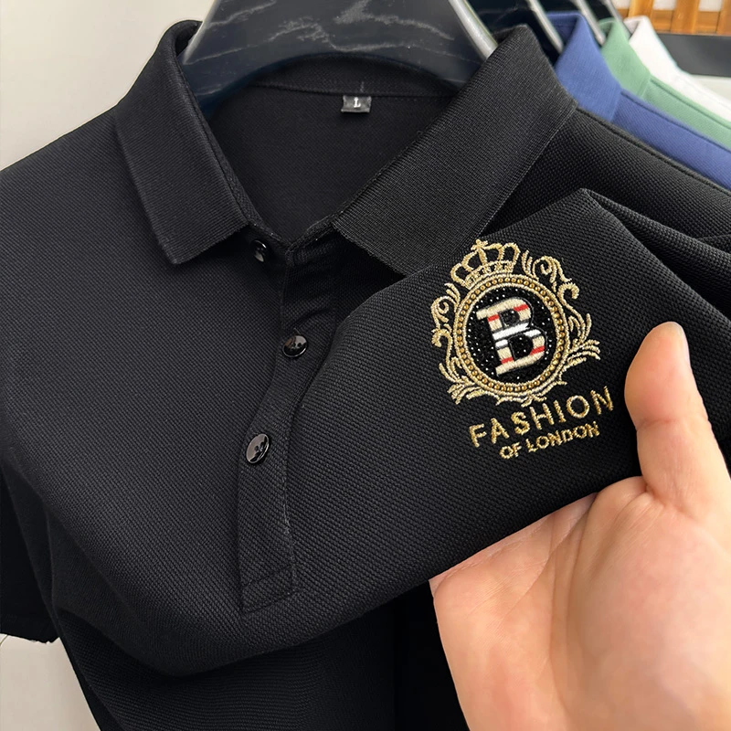 2025夏季新款100%纯棉高端polo衫男士短袖t恤翻领时尚休闲