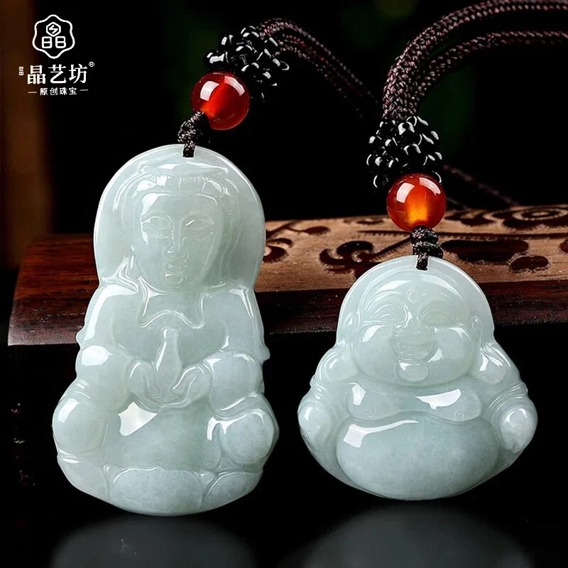 天然缅甸A货翡翠观音佛像吊坠挂件饰品男女款冰种玉石玉器挂饰