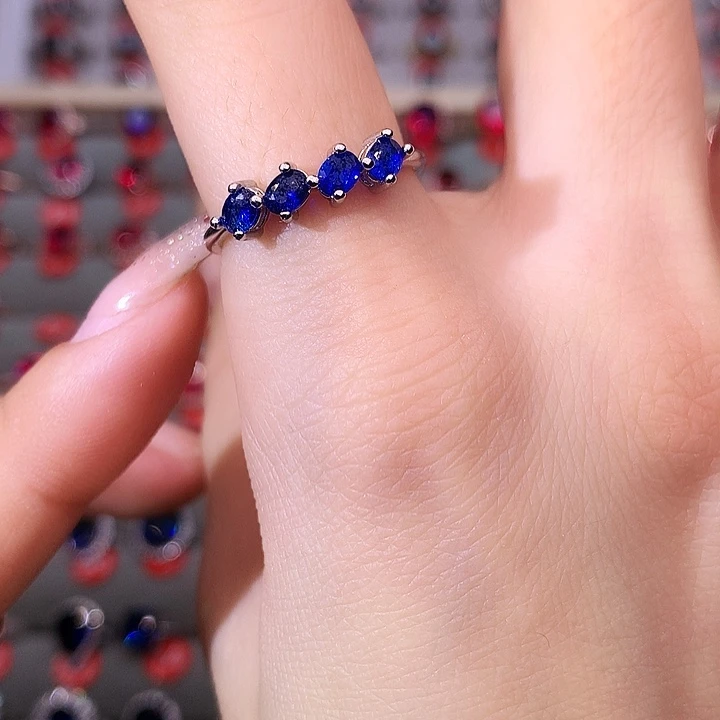 蓝宝石戒指银S925镶嵌