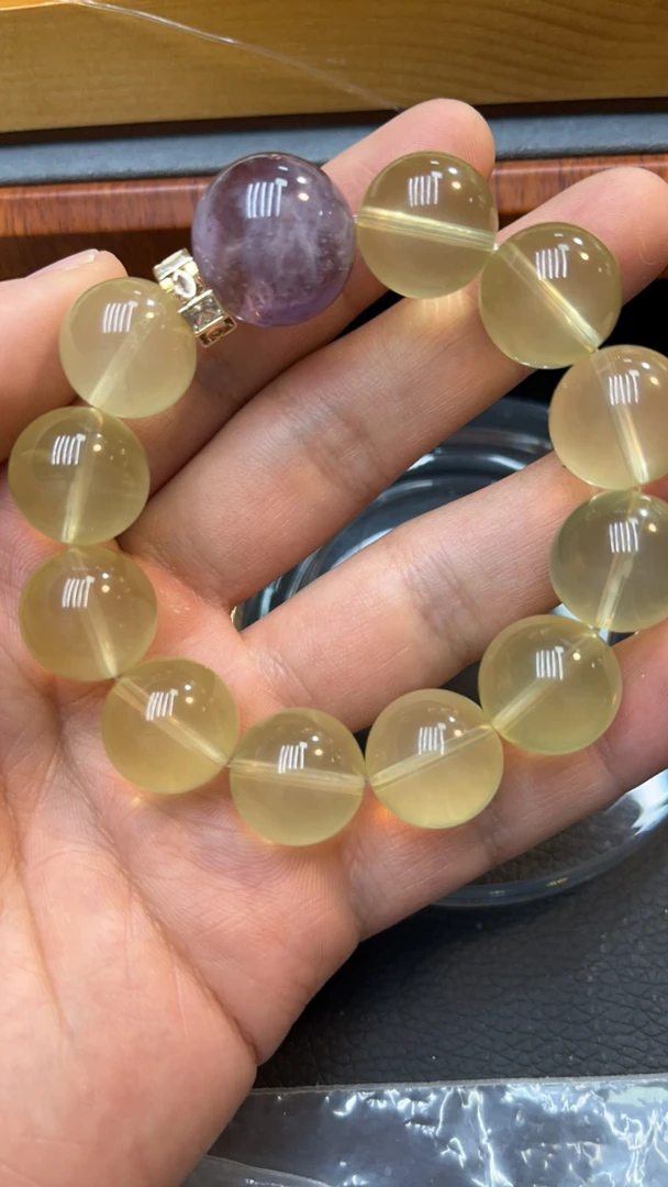 柠檬黄水晶玻利维亚紫水晶手串