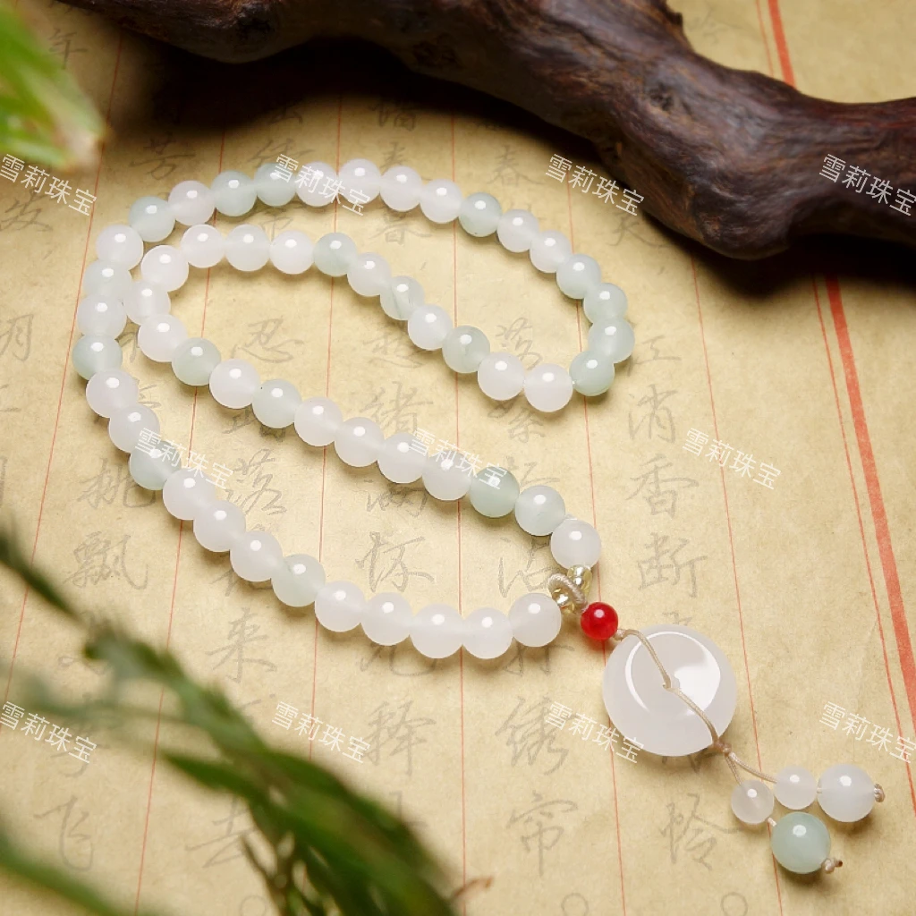 【雪莉珠宝】石英质玉天山冰翠双圈手链【颜色微差】