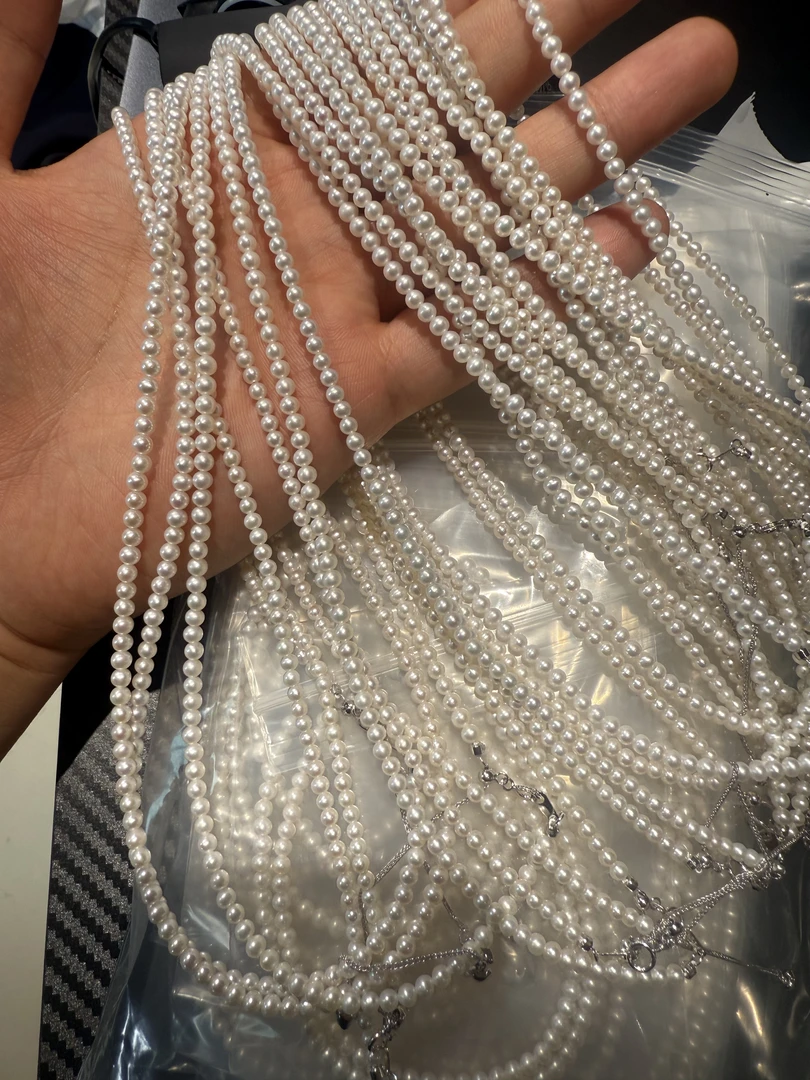 非金属合成锆石项链 【小米珠】S925银珍珠项链LY0058（3-3.5mm）