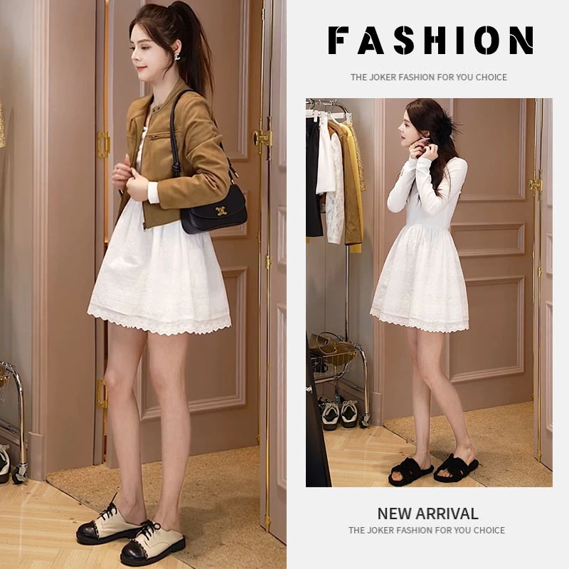 早春一整套女装2025新款韩版港风时尚外套温柔风甜美连衣裙两件套