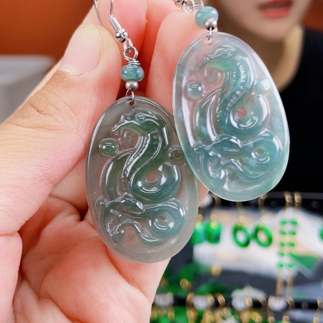 翡翠未镶嵌耳饰饰品