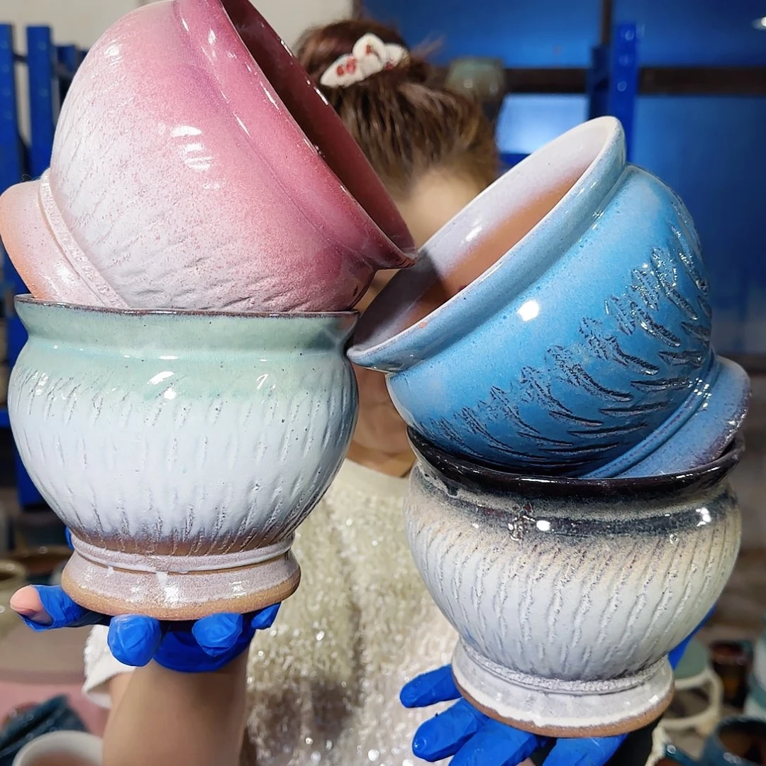 紫砂花盆高12口14