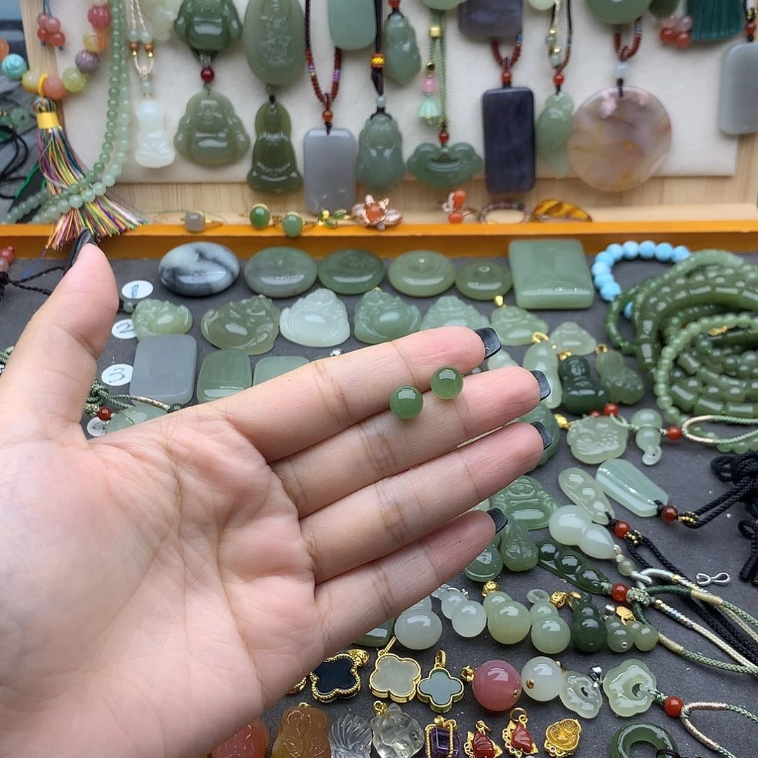 和田玉银S925镶嵌耳饰