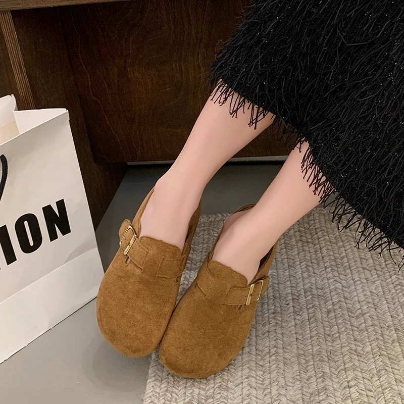 【现货+运费险】报数下单#春夏勃肯鞋半拖软皮软底百搭女包头拖鞋A