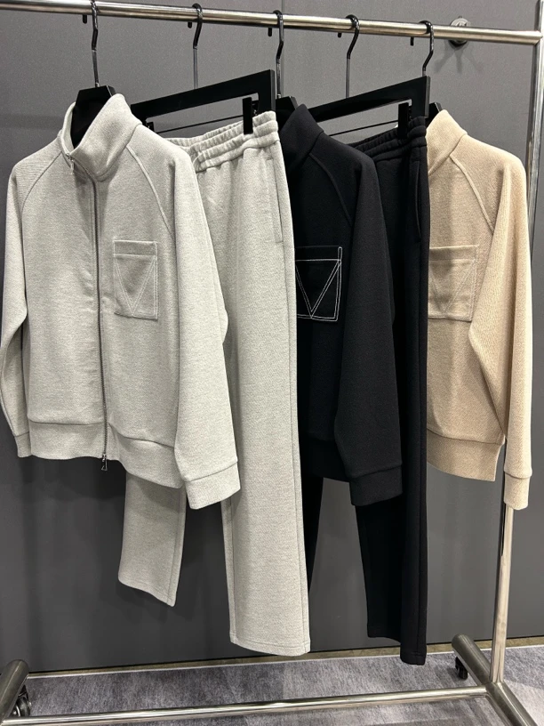 男士秋季新款时尚休闲套装百搭潮流帅气立领显瘦秋冬25006