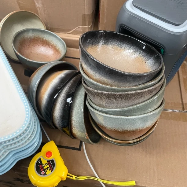 外贸尾单粗陶4.5寸饭碗微瑕发任意花色两个