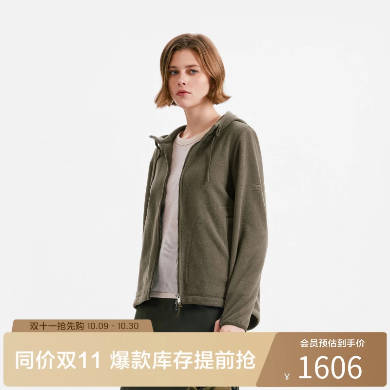 【琥珀流光风】AIGLE艾高限定色户外时尚保暖防风连帽抓绒衣BE03