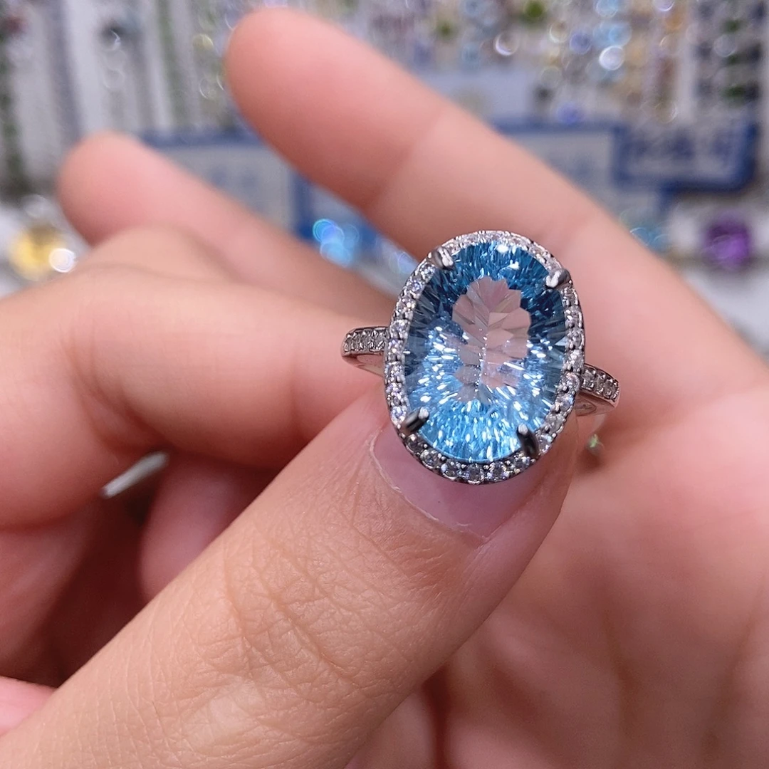 托帕石戒指银S925镶嵌