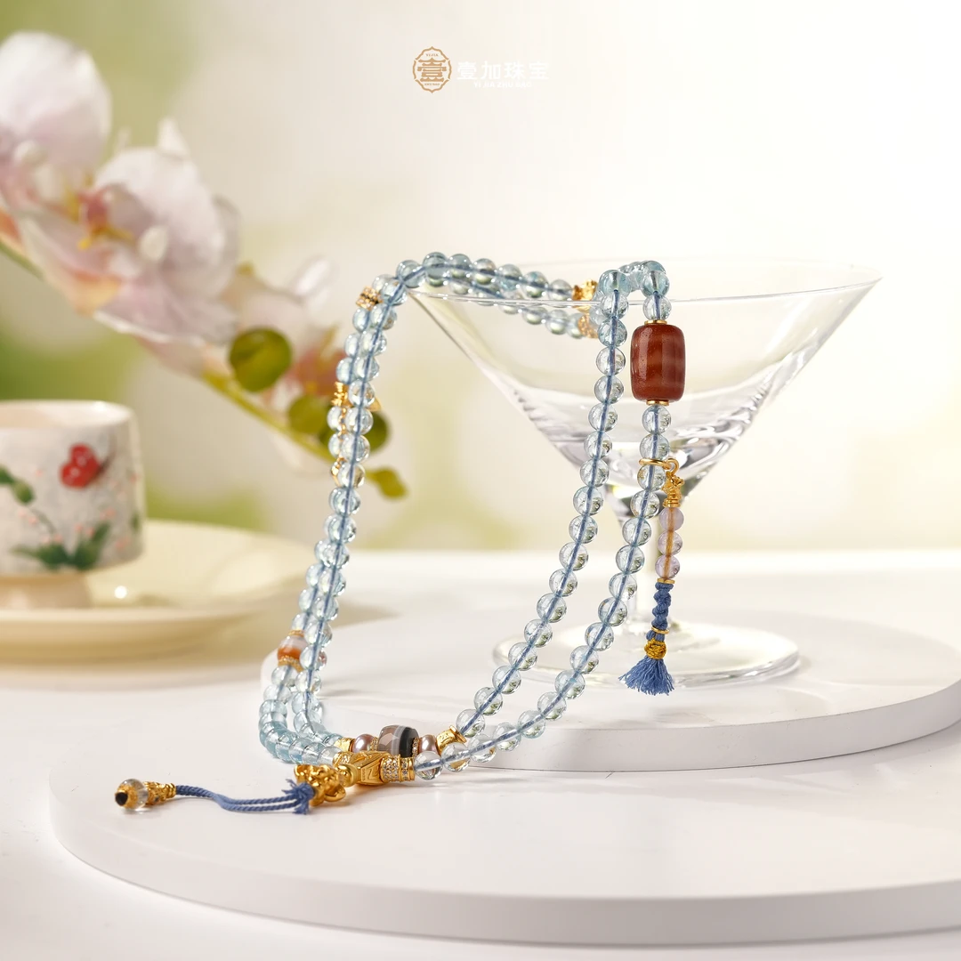 壹加林妹妹 | 玛瑙美鸿红肉双牙牙108锁骨链多样性发一