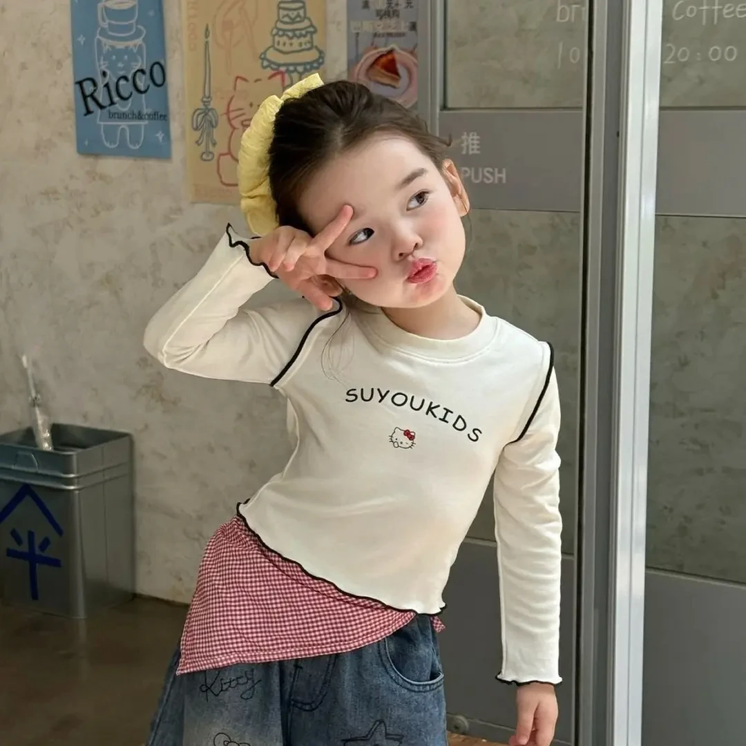 女童秋装韩版打底衫儿童秋季洋气内搭T恤Kitty猫简约上衣童装0192