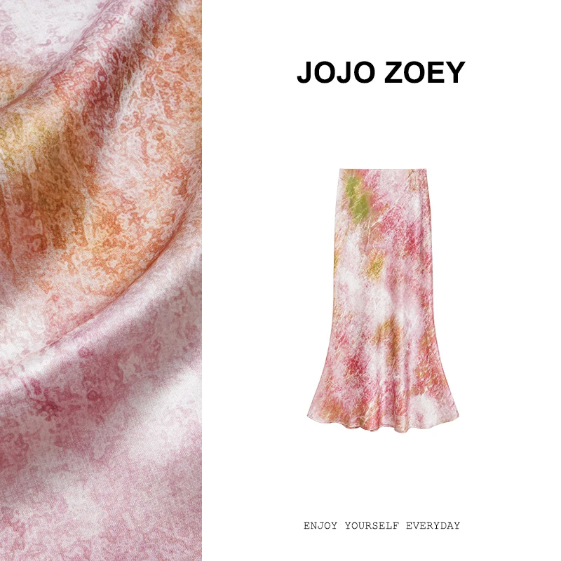 JOJO ZOEY【清仓NO退换】楚楚动人~法式优雅粉色醋酸半身裙bq-3800