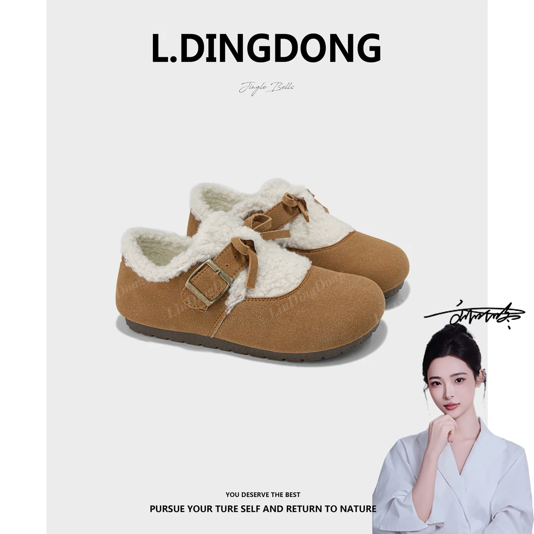 【刘叮咚女鞋】加绒勃肯鞋女2025冬季复古百搭一脚蹬女鞋M-8
