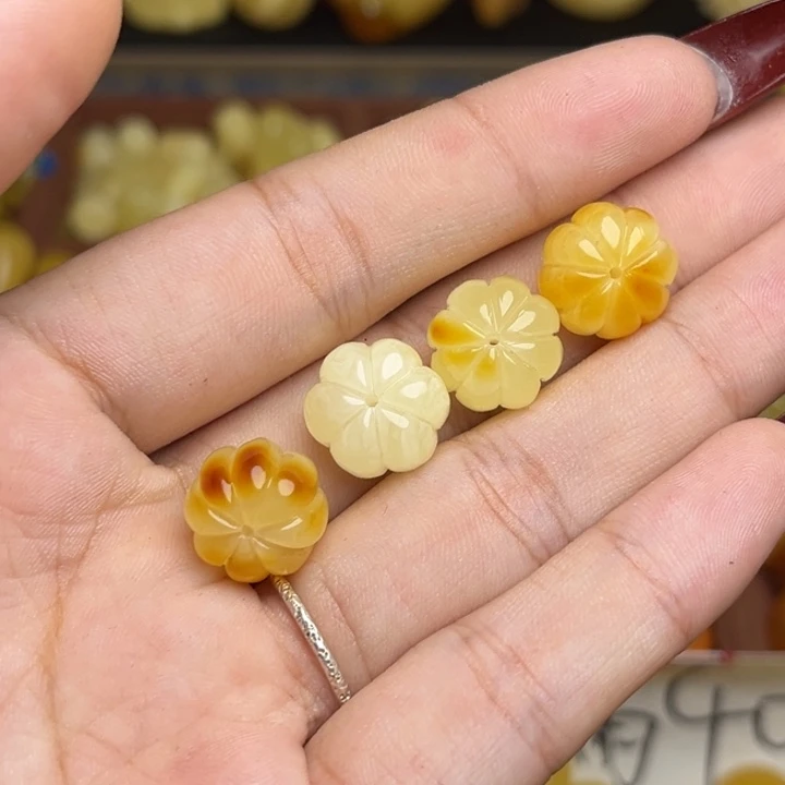 蜜蜡未镶嵌珠宝奇石鸡油黄妖花瓜瓜来财南瓜配饰