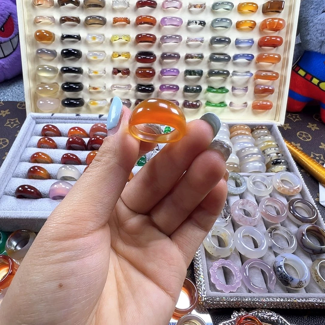 玛瑙/玉髓未镶嵌戒指B3不退换19港20