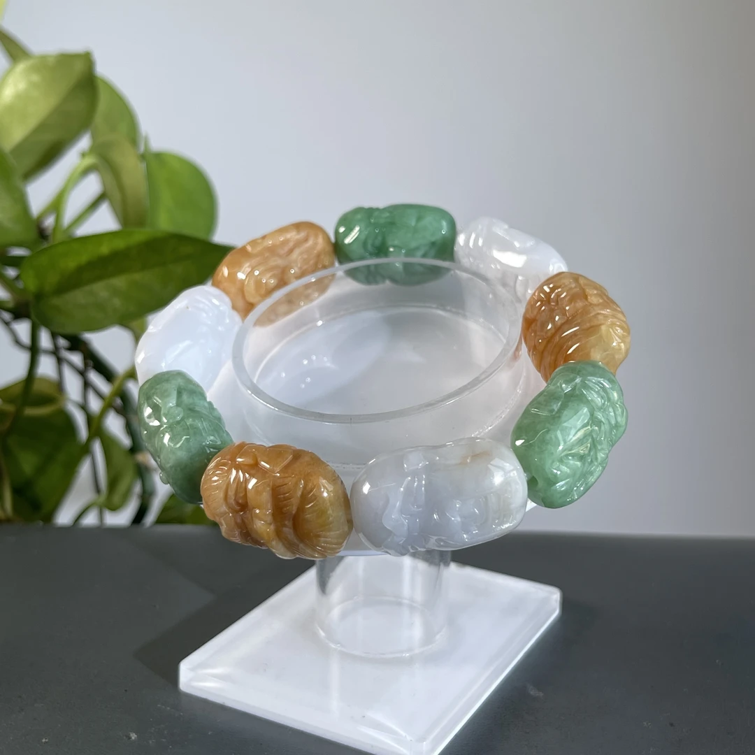 JCA01-99   天然缅甸A货翡翠  十八罗汉手串