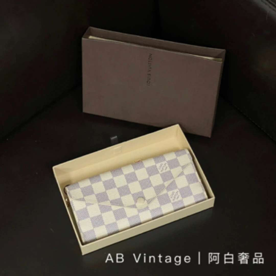 95新 LV 阿白奢品｜lv白色棋盘格钱包（大全套/送链条）