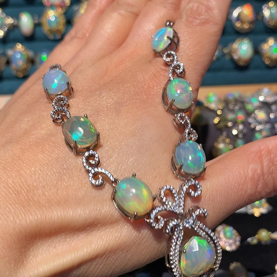 欧泊银S925镶嵌项链