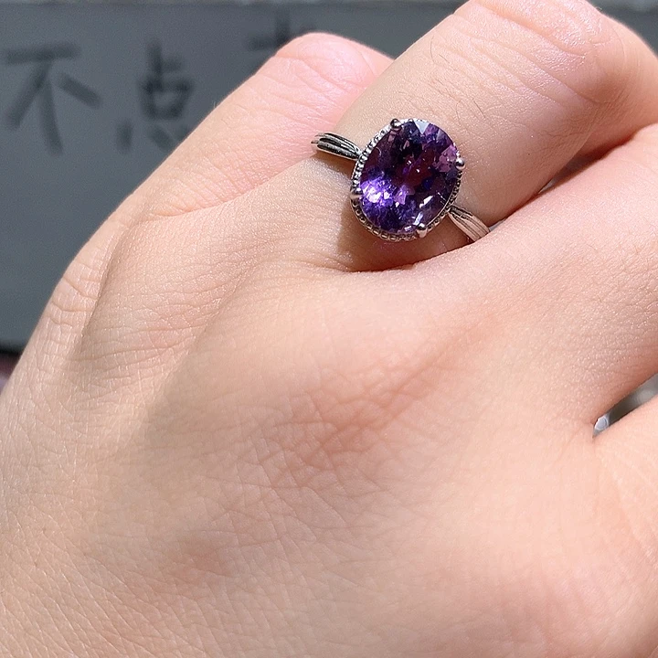 水晶戒指银S925镶嵌