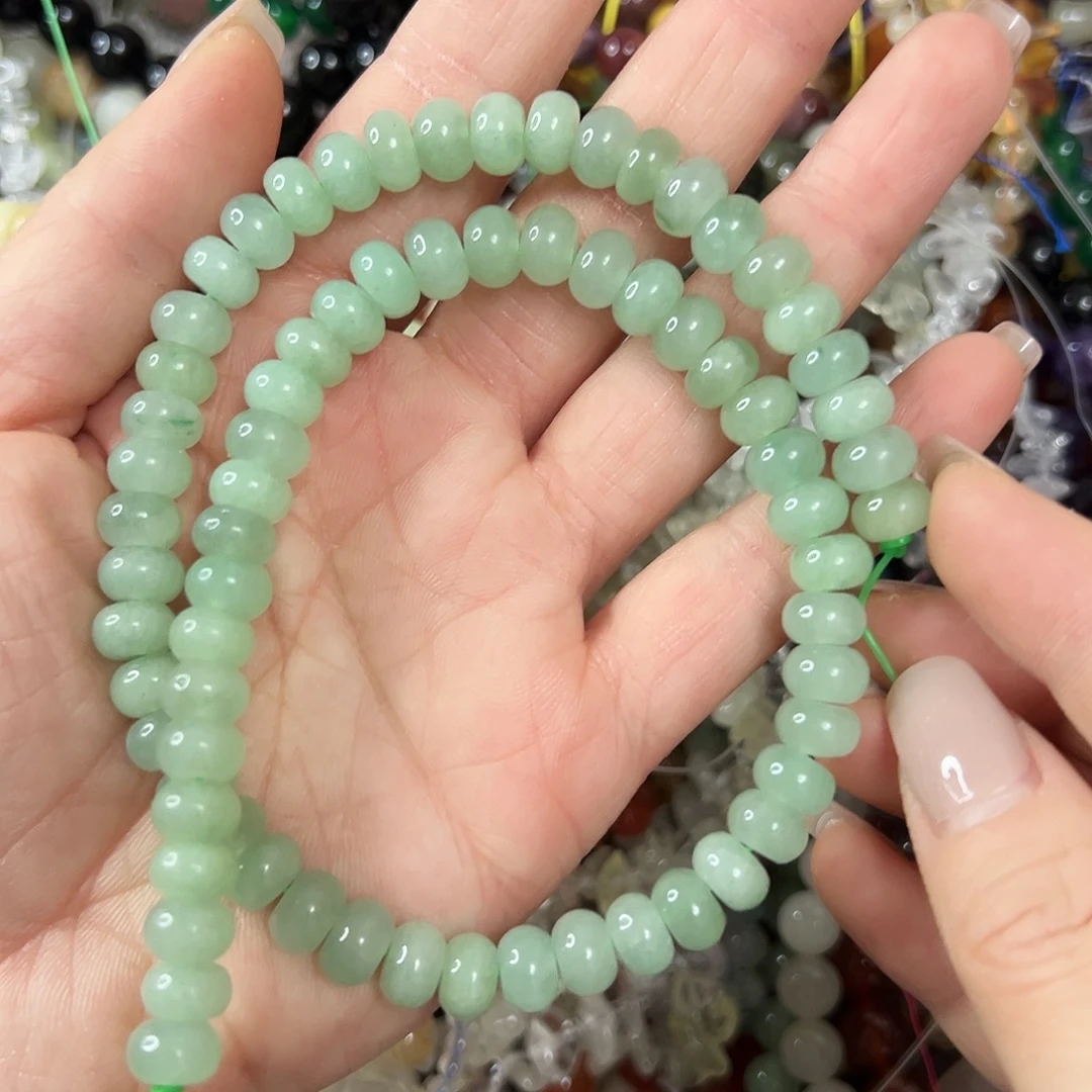 玛瑙/玉髓合金珠宝半成品，卡8绿东陵算盘一条