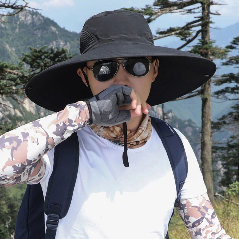 男士帽子男夏季大帽檐钓鱼帽防紫外线防晒遮阳户外太阳帽凉帽