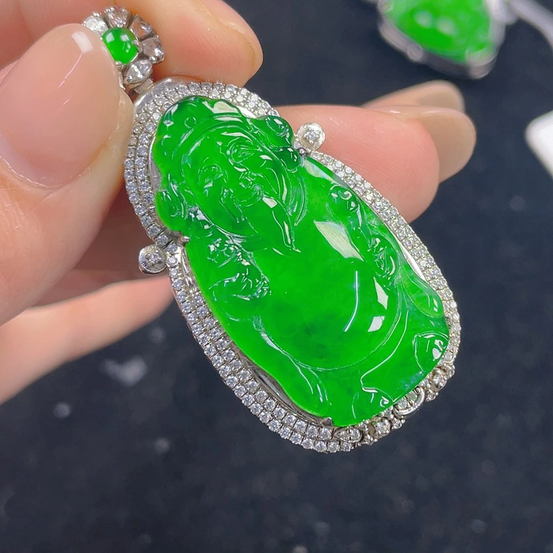 翡翠吊坠(不含链)银S925镶嵌