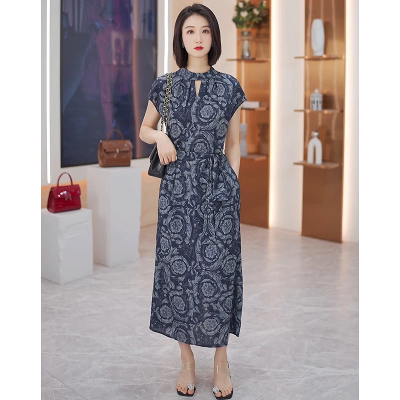 2025夏季中长款女装连衣裙连衣裙40-50岁女装高贵又大气L22-9578