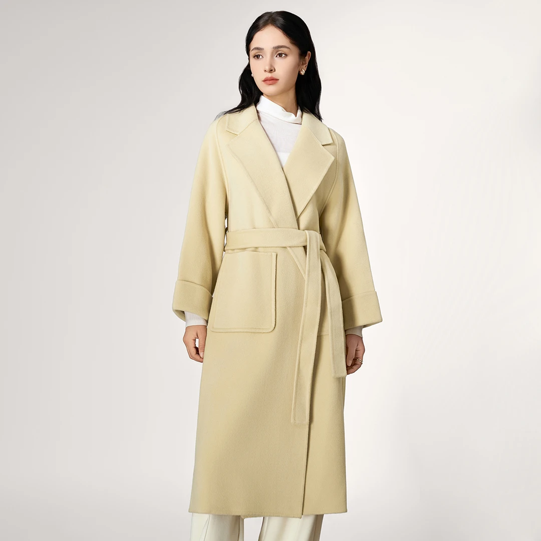 福利款【赫莲娜】中长款长款时尚保暖修身型大衣冬外套毛呢外套翻领