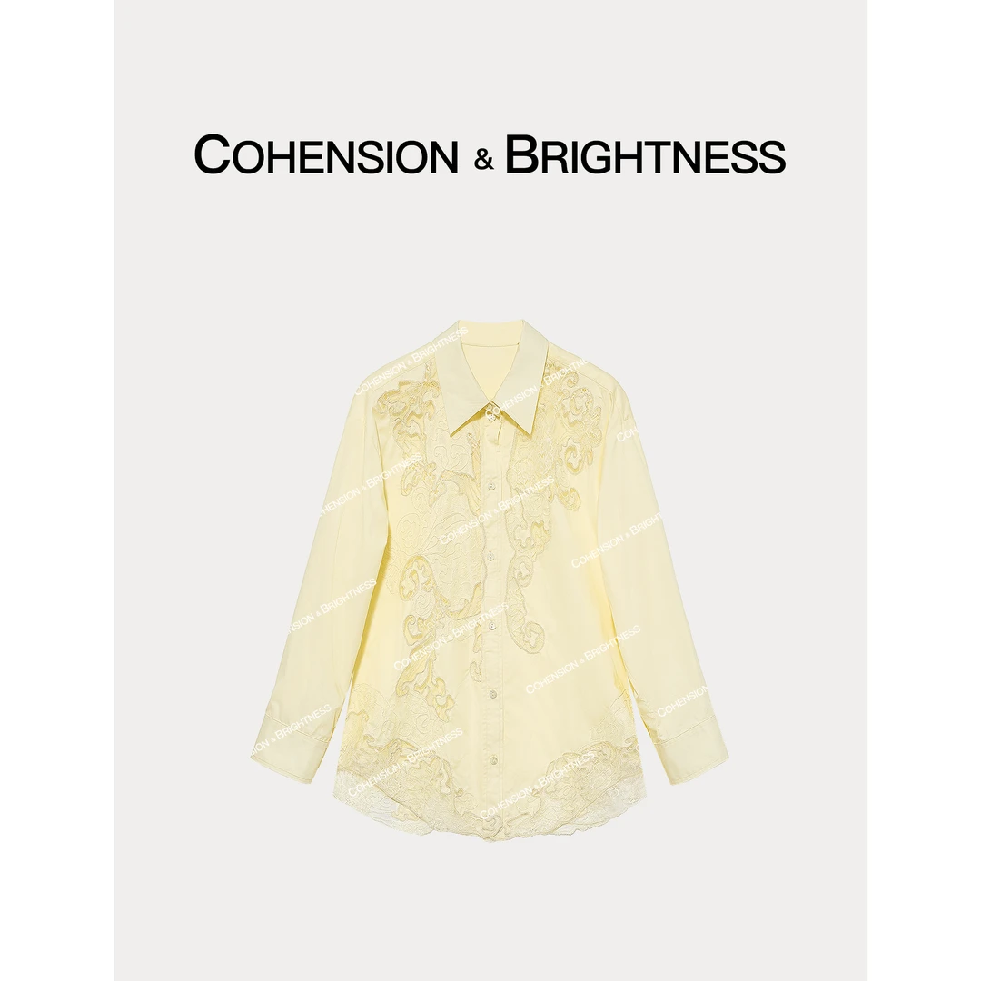 凝慧真的好【梦若浮生】春季新款镂空蕾丝钩花时尚休闲衬衫CQ235