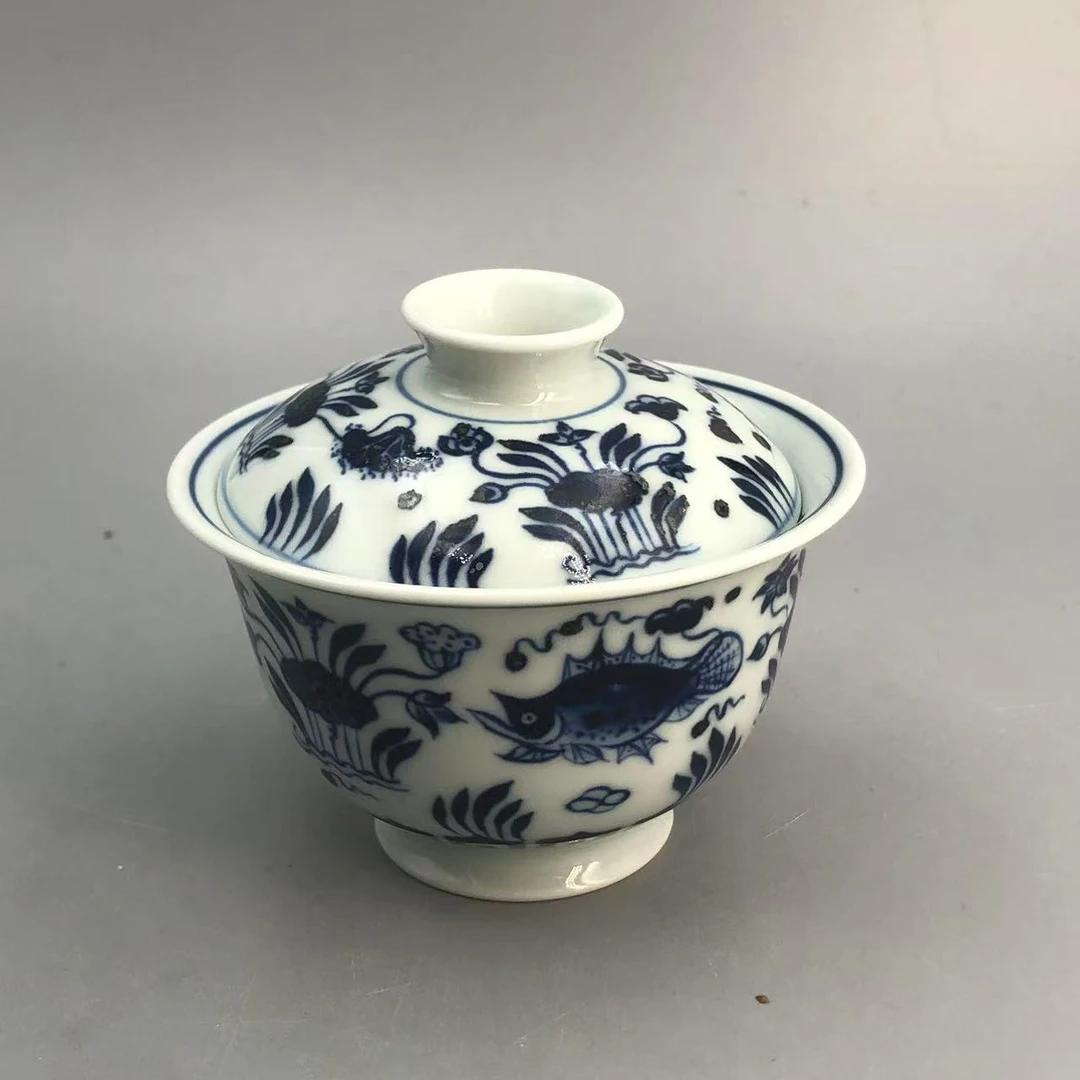 【景德】红丰窑 仿明鱼藻盖碗mlhfy0292