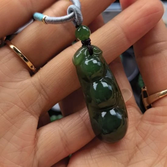 和田玉（碧玉）未镶嵌戒指福豆