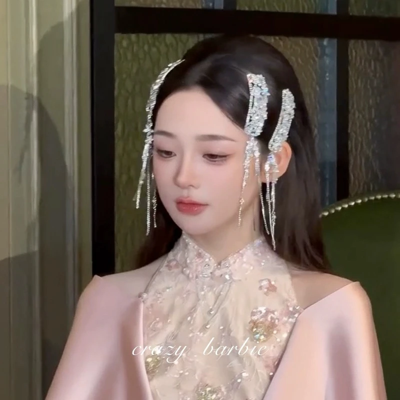 复古银色满钻流苏发夹民族风发饰小众设计夹子精致秋冬轻奢配饰女