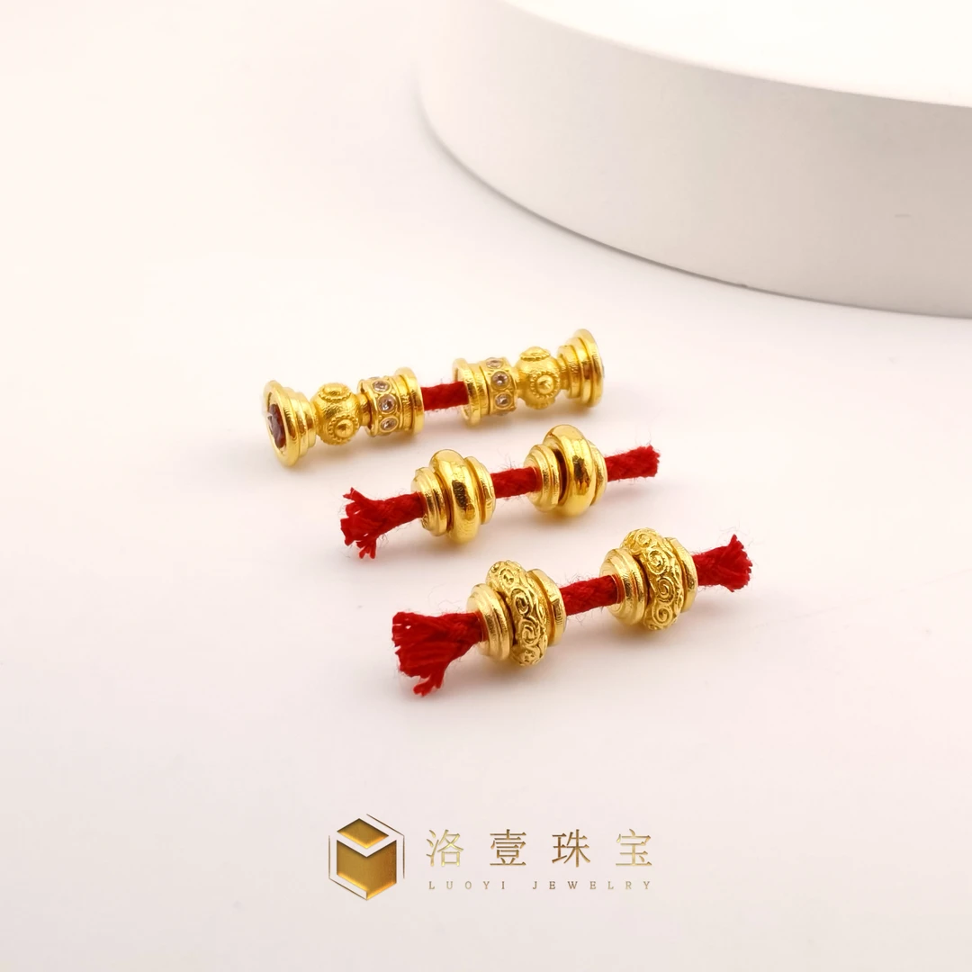 【洛壹珠宝】18k金万向轴隔片隔珠金豆文玩diy配件