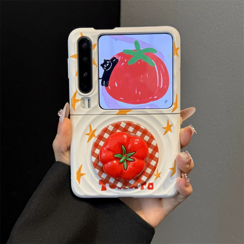 适用华为purax典藏版折叠屏手机壳pocket2波漾星星西红柿磁吸支架