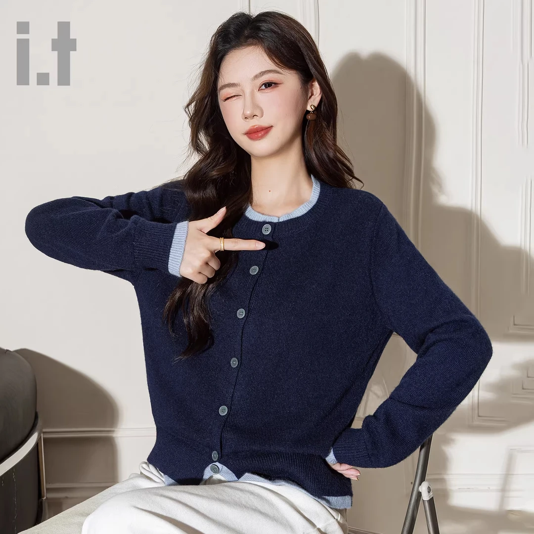 it FINGERCROXX灰色假两件打底衫女秋冬季休闲毛衣巨好看穿搭上衣