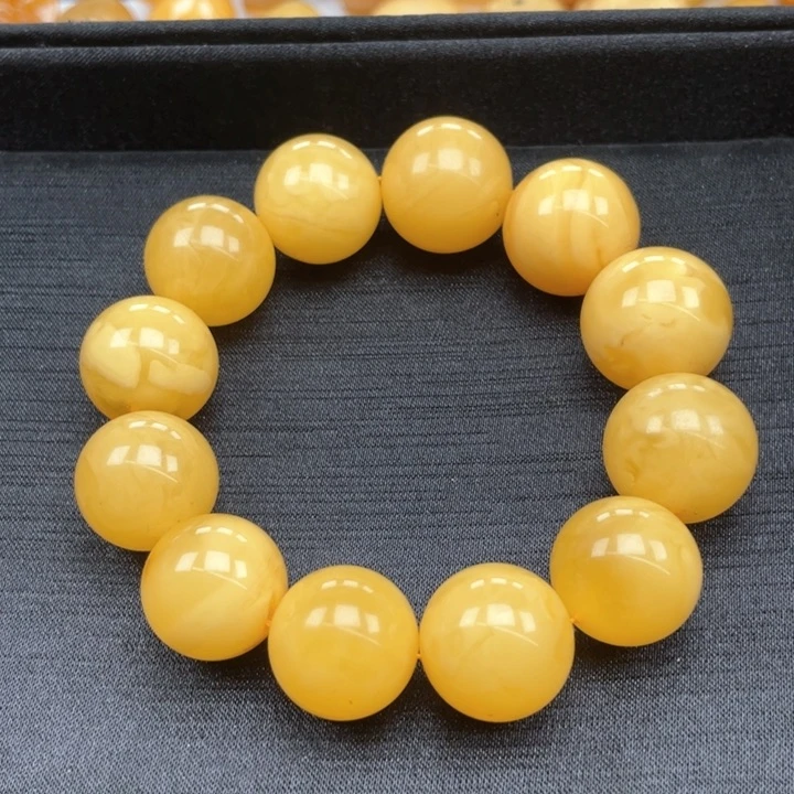 蜜蜡裸石未镶嵌蜜蜡20-22手串 重63.8克