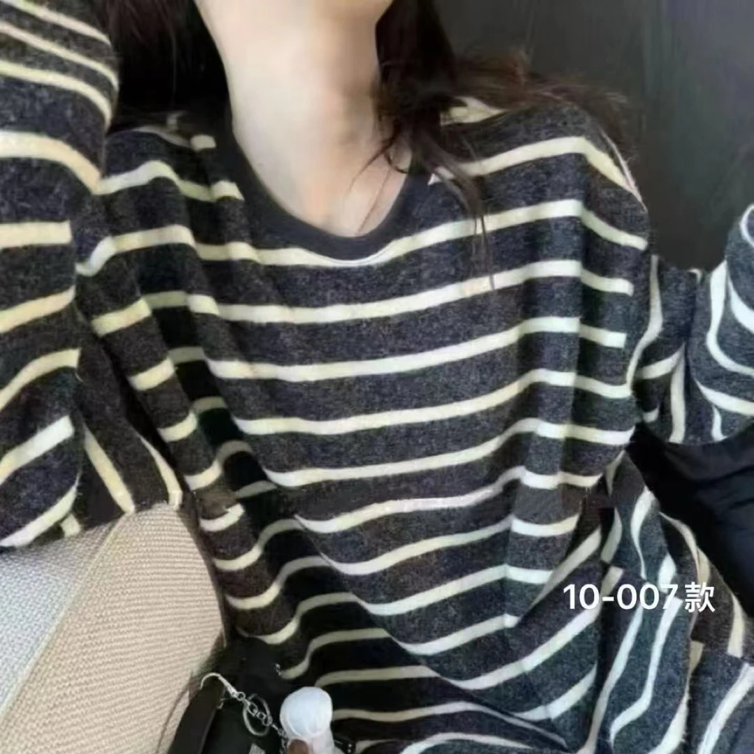 【77STUDIO】羊绒条纹T