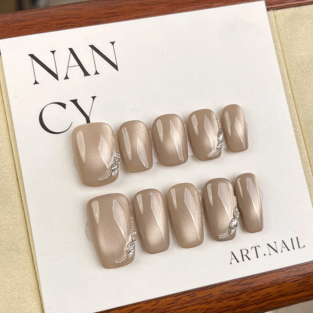 【岁粒】纯手工穿戴甲-麦穗锆石气质简约百搭美甲贴片