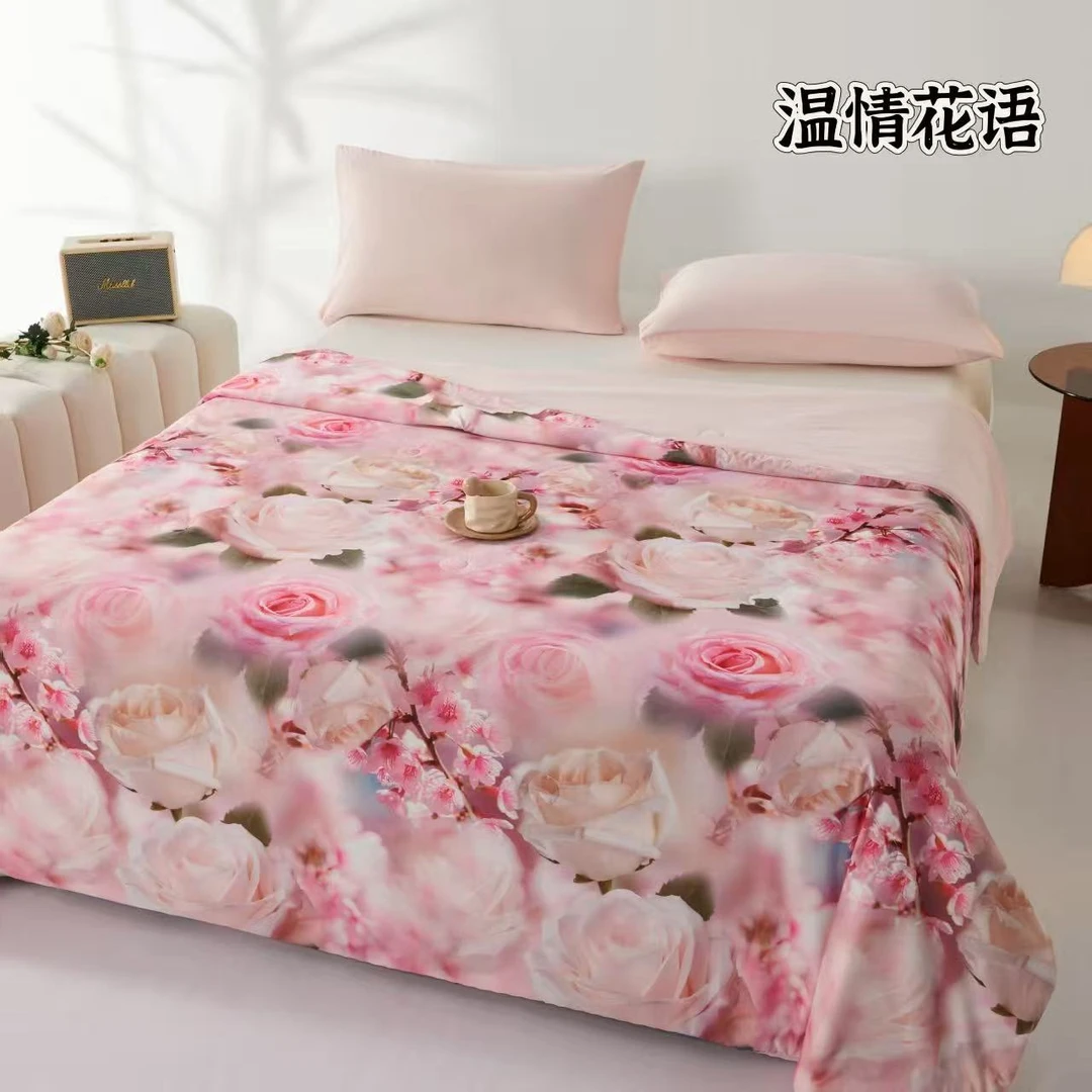 【高货清仓】dj数码印花凉感丝夏被-温情花语