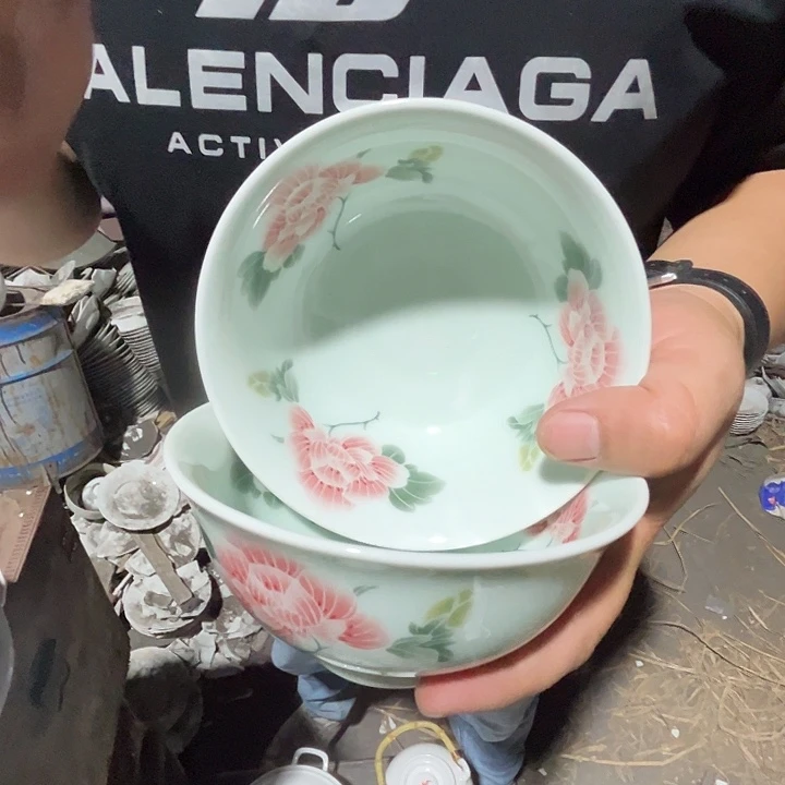 景德镇陶瓷影青芙蓉米饭碗2只